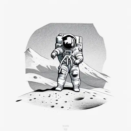 Astronaut Standing On The Moon Tattoo