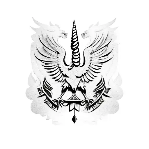 Coat Of Arms 4 Birds Liver Bird On The Left And Unicorn On The Right