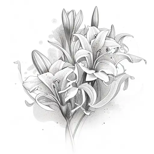 Mother And Daughter Surrounded By Lilys