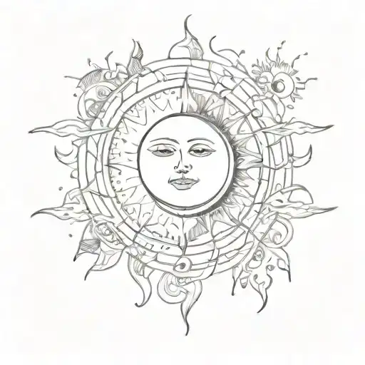 Moon Sun With Inscriptions