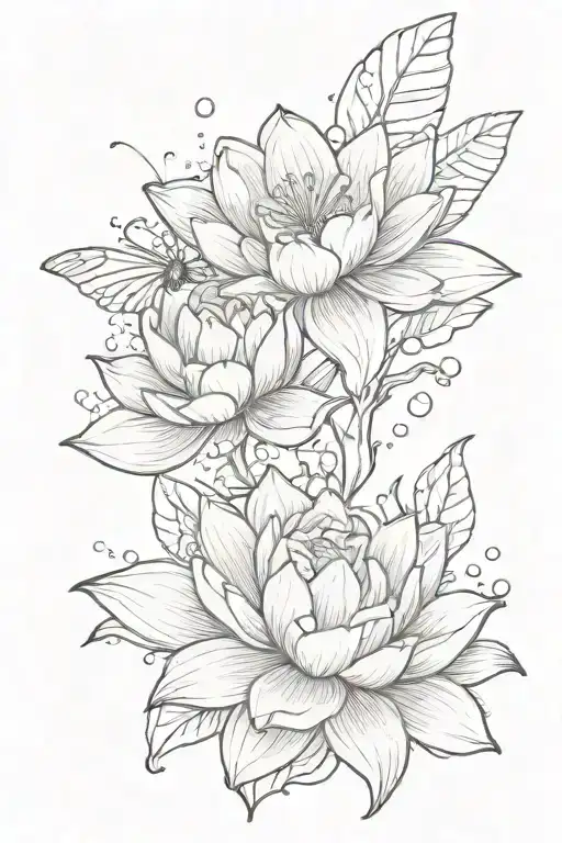 Rose Water Lily And Butter Fly