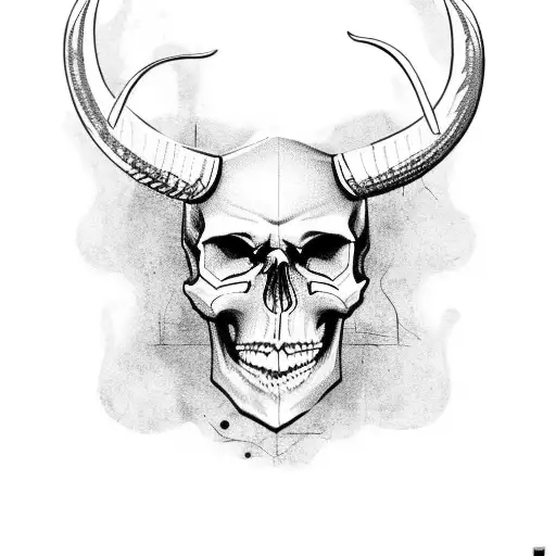 Skull With Horns Tribal Cross