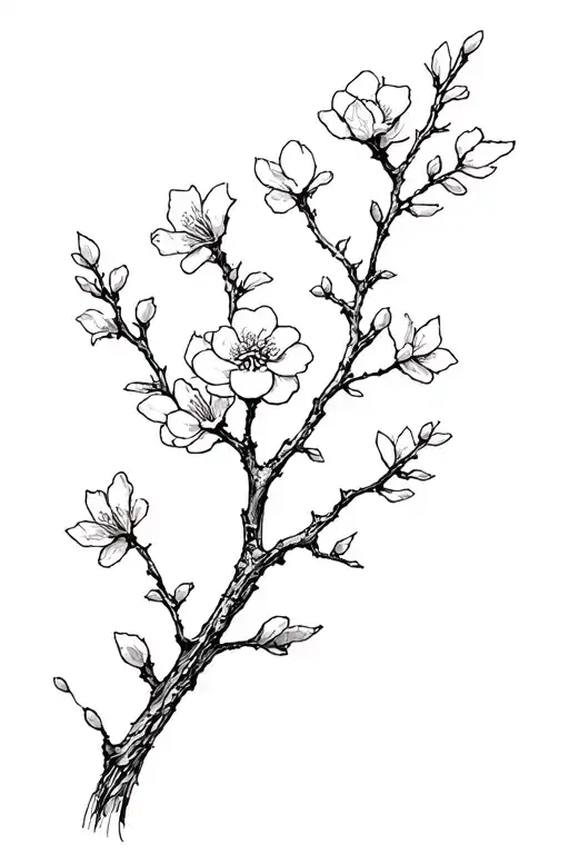 Cherry Blossom Branch Fine Line Tattoo Abstract Branch Line