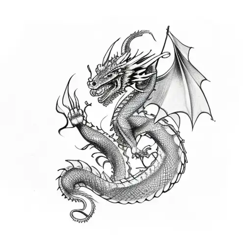 Dragon With Roses For A Sleeve