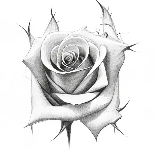 A Rose With The Letter R Integrated Into The Thorns