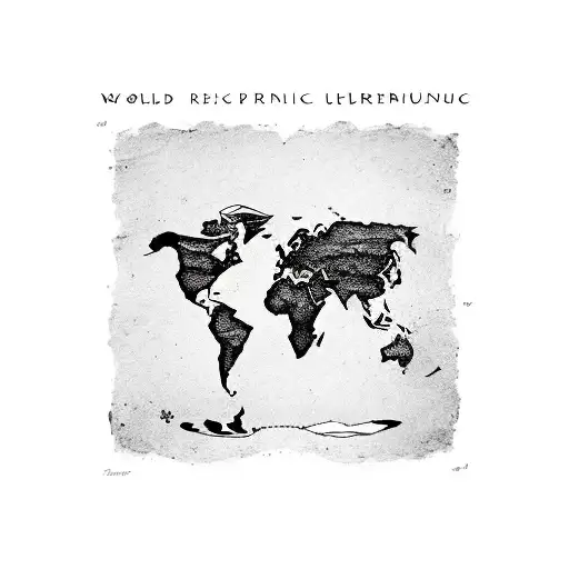 World Map Filled With Different Genres Of Music Symbols