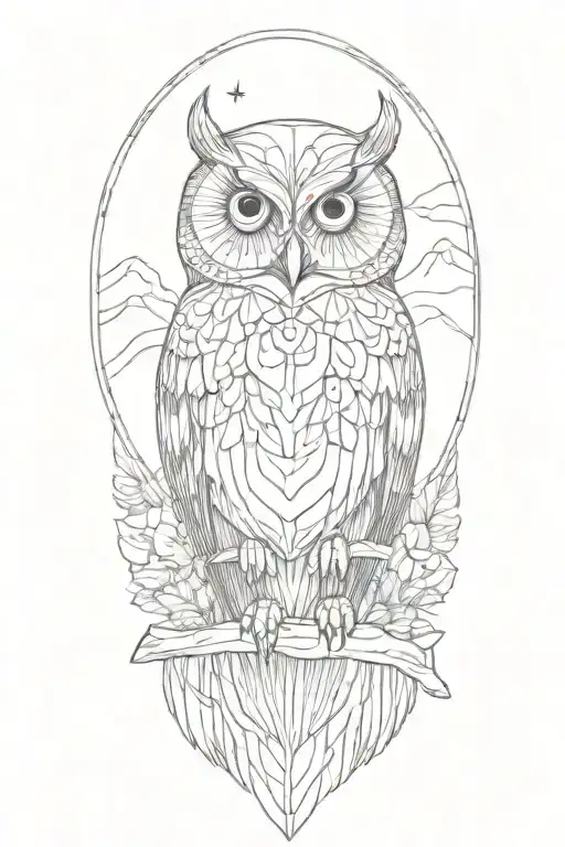 Owl Perched In Mountains