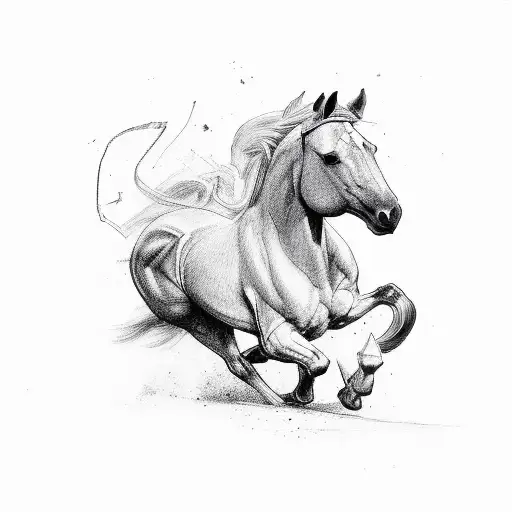 Horse Rearing In Lightning Tattoo