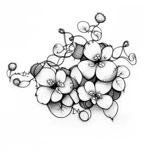 Vines With Small Flowers And Barbed Wire Black Ink