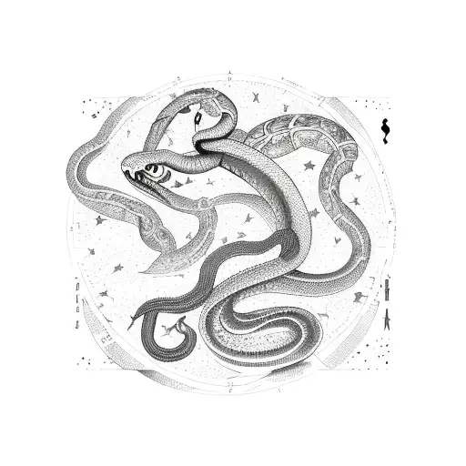 Snake And Zodiac Stellar Map