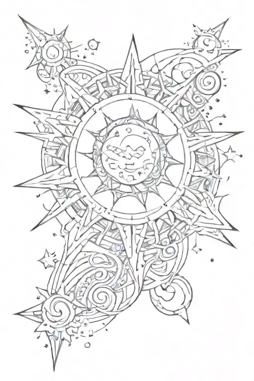 Sun Stars Lines On Right Forearm