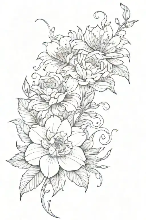 Vine With Rose Daisy Carnation And Lily Of The Water