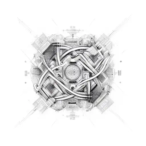 An Abstract Representation Of 'Causa Sui' Intertwined With Technology Elements