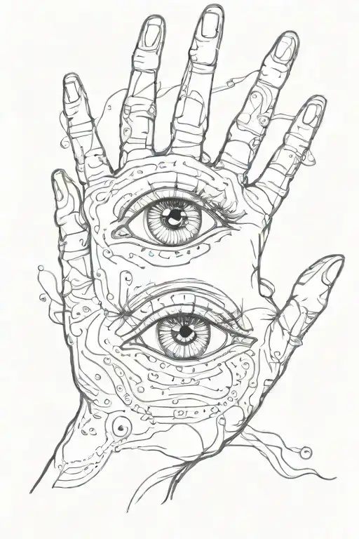 Sewn Eyes On Hand In Black