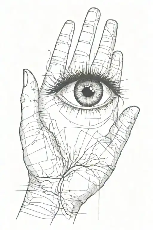 Sewn Eyes On Hand In Black Grey Style