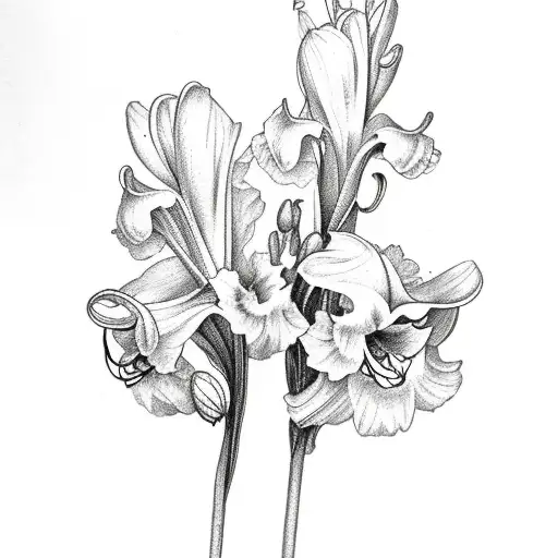 Dainty Gladiolus And Lily Of The Valley Flowers Intertwined