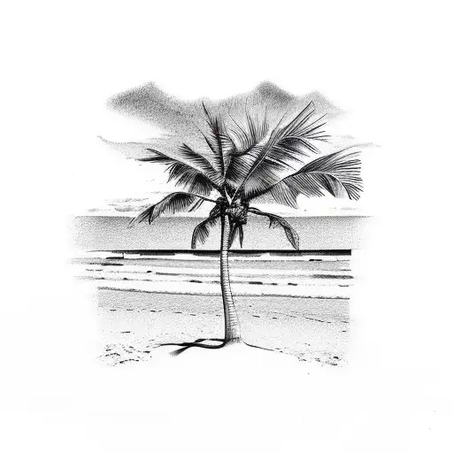 Palm Tree Beach Scene Back Of Leg