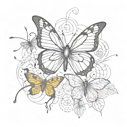 Butterfly And Spider Matching Tattoo Design