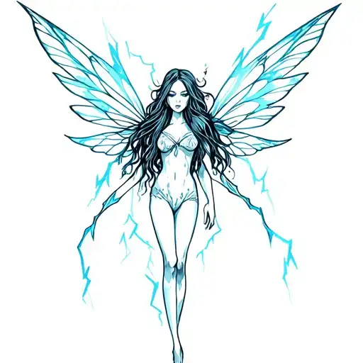 Faceless Fairy In Lightning Bolts