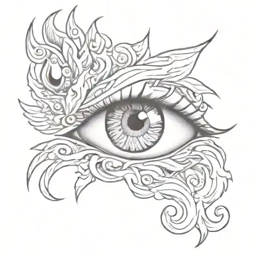 Eyes And Fire On Tattoo Design