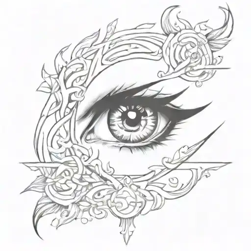 Eyes And Fire On Tattoo Design Basic Tattoo Design