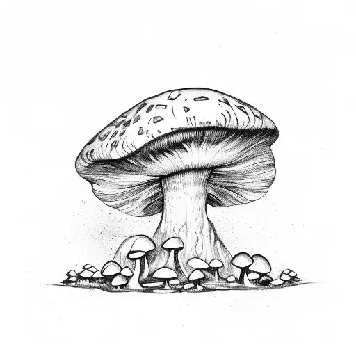 Magic Mushroom With Croocked Tree Roots