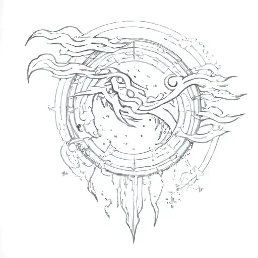 Moon With Scorpio Contellation Line Work