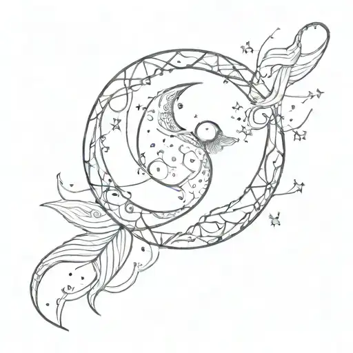 Moon With Scorpio Constellation Line Work