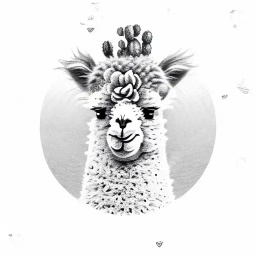 Cute Alpaca And Cactus