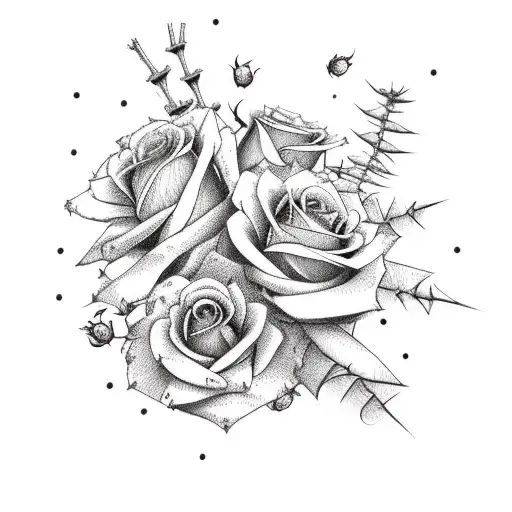 Skeleton Mariachi Band With Roses And Cacti