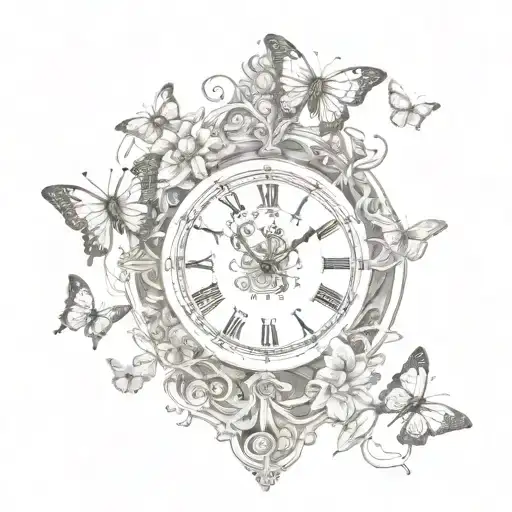Roman Numeral Clocks Break And Butterflies Fly Out Of Them