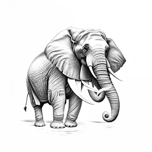 Elephant With Lilly's And Representation Of Perseverance And Strength Through Weakness
