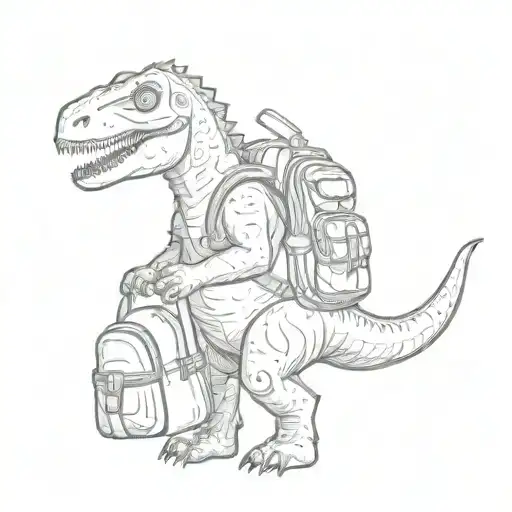 A Dinosaur With The School Bag
