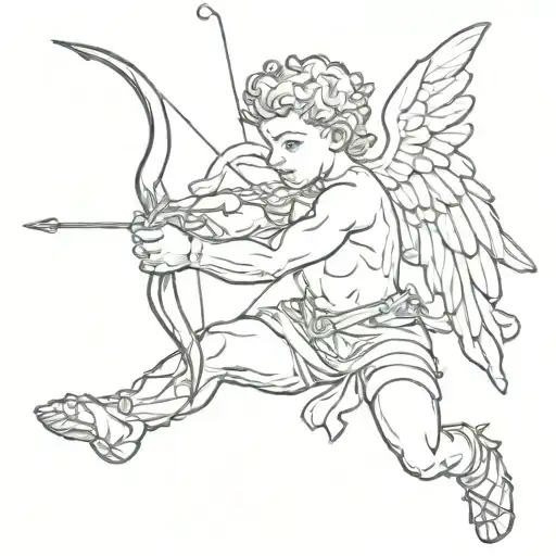 Muscular Cupid Shooting Arrow