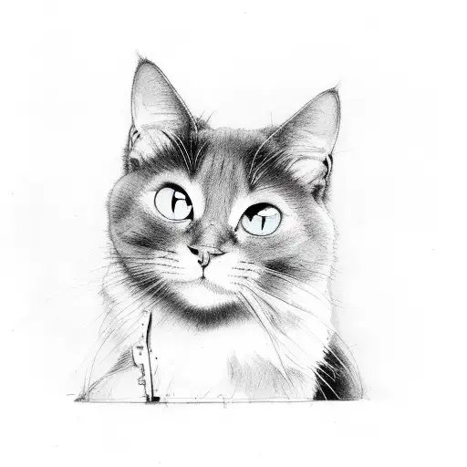 Black Cat Sits On An Well