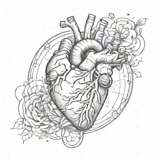 Anatomical Heart With Planet Rings