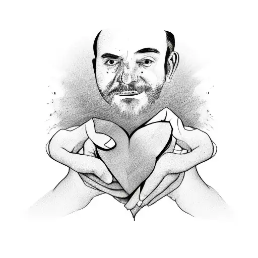 Broken Heart With Picture Of Father In The Heart And Daughter Mending The Heart