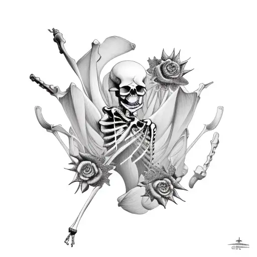 Biomechanicalfemale Skeleton Hand Holding A Lotus