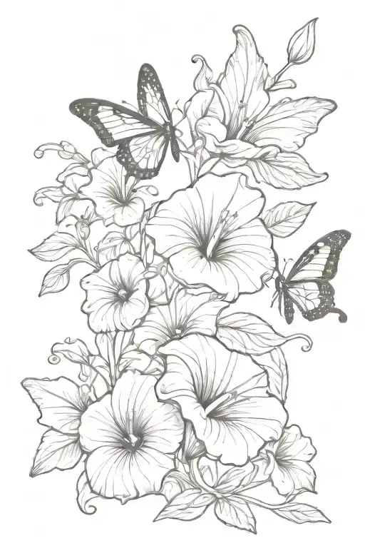 Morning Glory And Butterfly