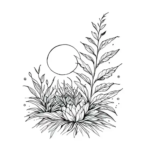 Lines With Plants And Sun