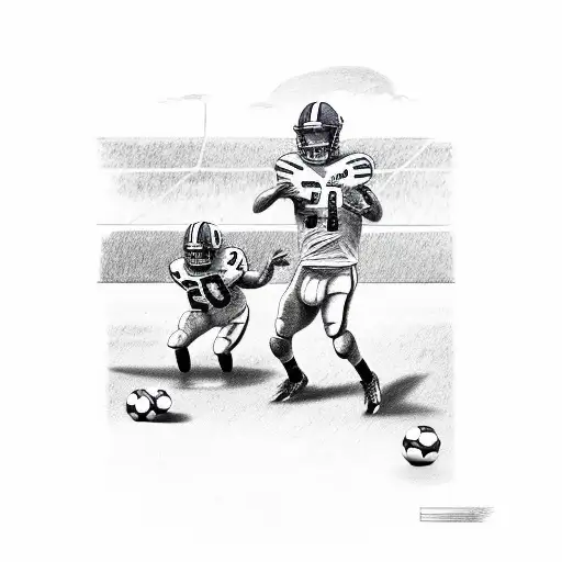 Dad Watching His Son Playing Football