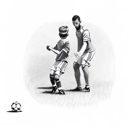 Dad Watching His Son Playing Soccer