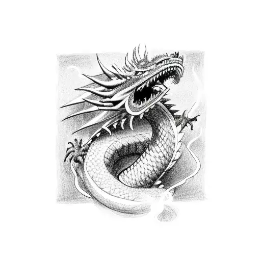 A Dragon Breathing Fire With Licorice Vines Twisting Around It