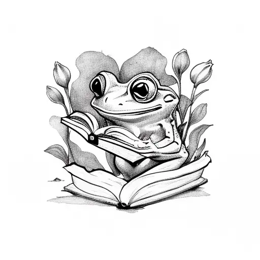 A Whimsical Fantasy Frog Reading A Book In A Holland Tulip Field