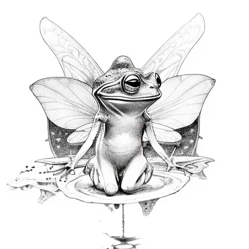 A Whimsical Fantasy Frog With Fairy Wings
