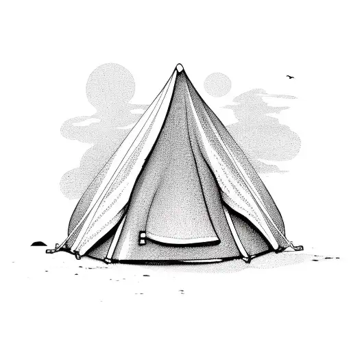 Small Tent On A Beach In Distance