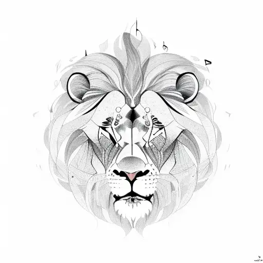 A Lion Composed Of Musical Notes Intertwined With A Quote From A Favorite Poem