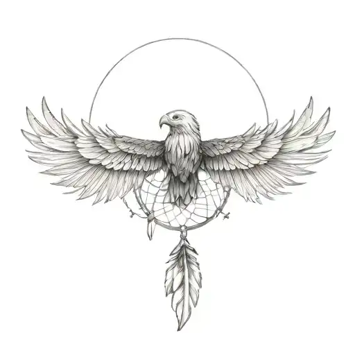 An Eagle Upsidedown Above The Dreamcatcher