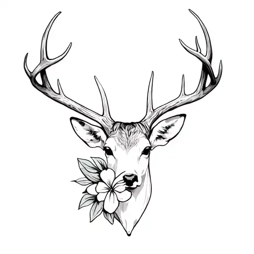 Deer Antlers And Hawaiian Flower