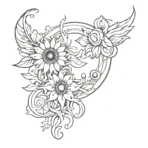 Sun And Moon Flower Intertwined